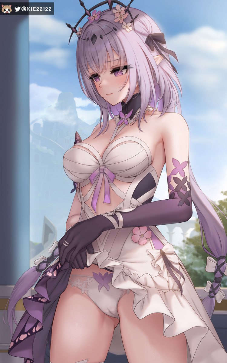 Anime Elf Girl Wet Panties Exposed Pussy Elegant Anime Elf Girl with Exposed Pussy and Wet Undies