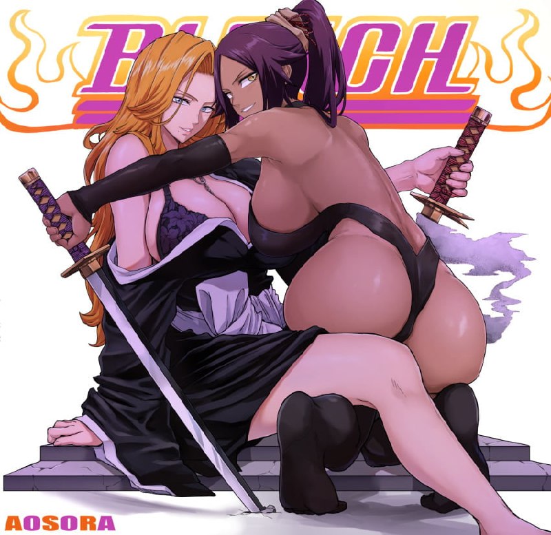 Blonde and Ebony Bleach Girls Yuri Hentai Blonde and ebony Bleach girls teasing each other with their massive tits and asses