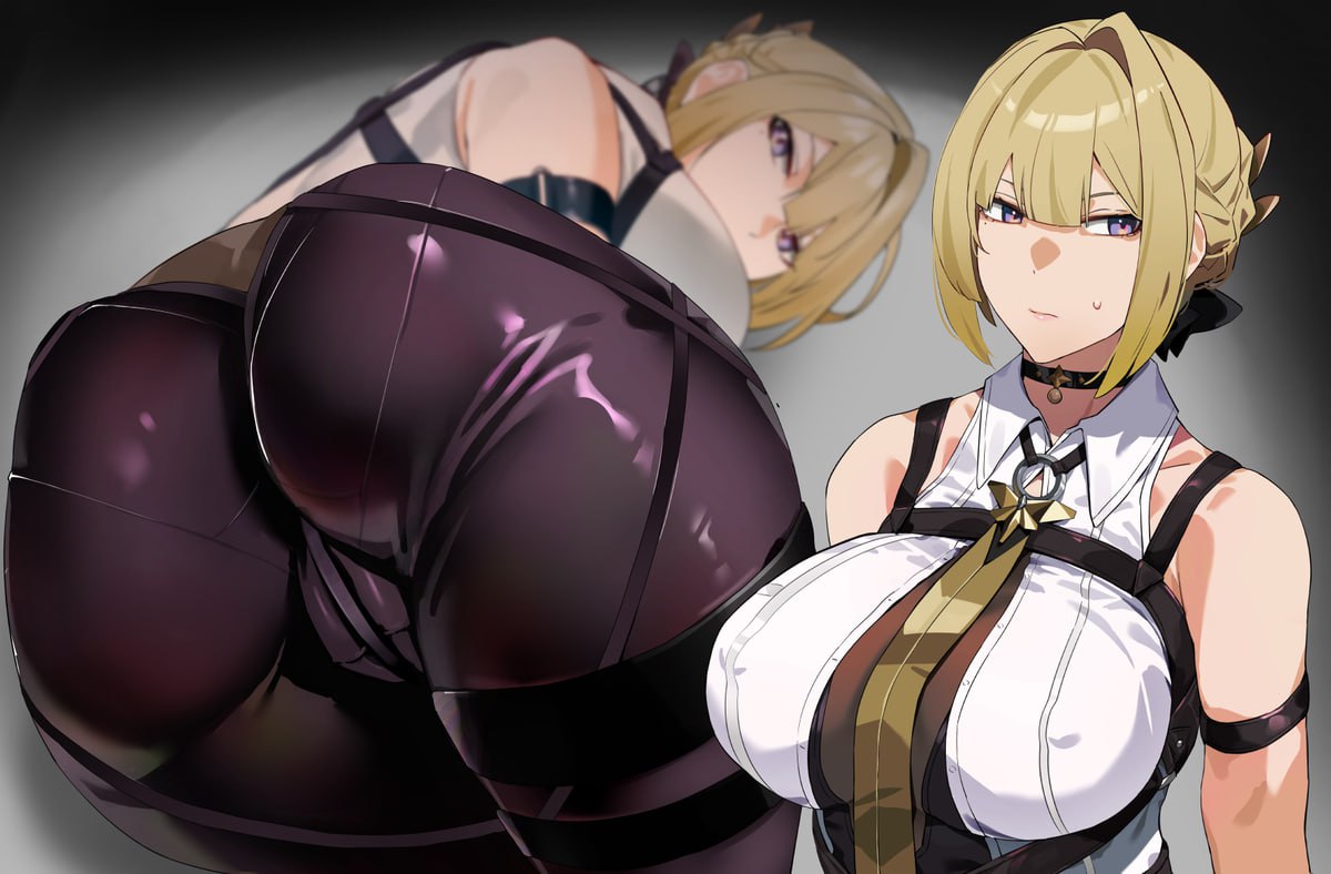 Blonde Anime Girl Bends Over Revealing Her Huge Ass Blonde Anime Girl Bends Over Revealing Her Huge Ass in Tight Pants