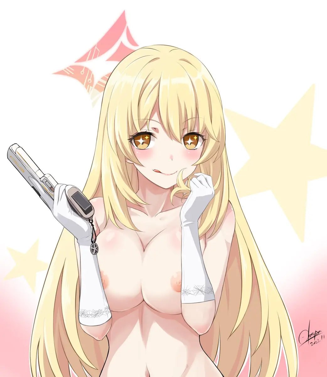 Blonde Hentai Girl Biting Lip Blonde Hentai Girl Biting Lip with Gun
