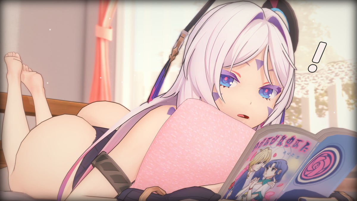 Cute Anime Ass in Thong Reading a Book Cute anime ass in thong on the bed reading a book