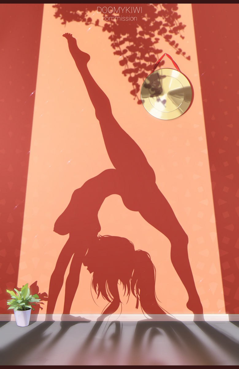Erotic Anime Girl Yoga Shadow Erotic Anime Girl Shadow Performing Yoga Pose