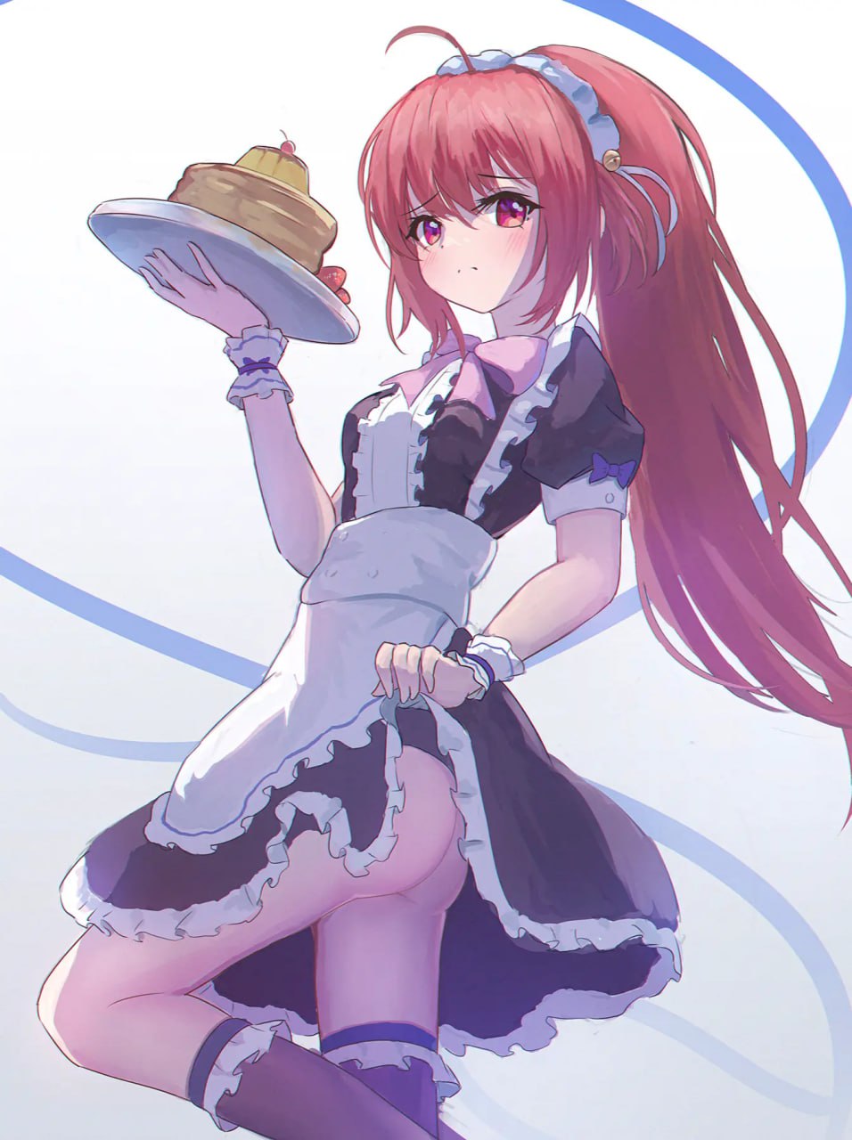 Hot Anime Maid Lifts Skirt to Show Ass Hot anime girl in maid uniform revealing her juicy ass and thighs.