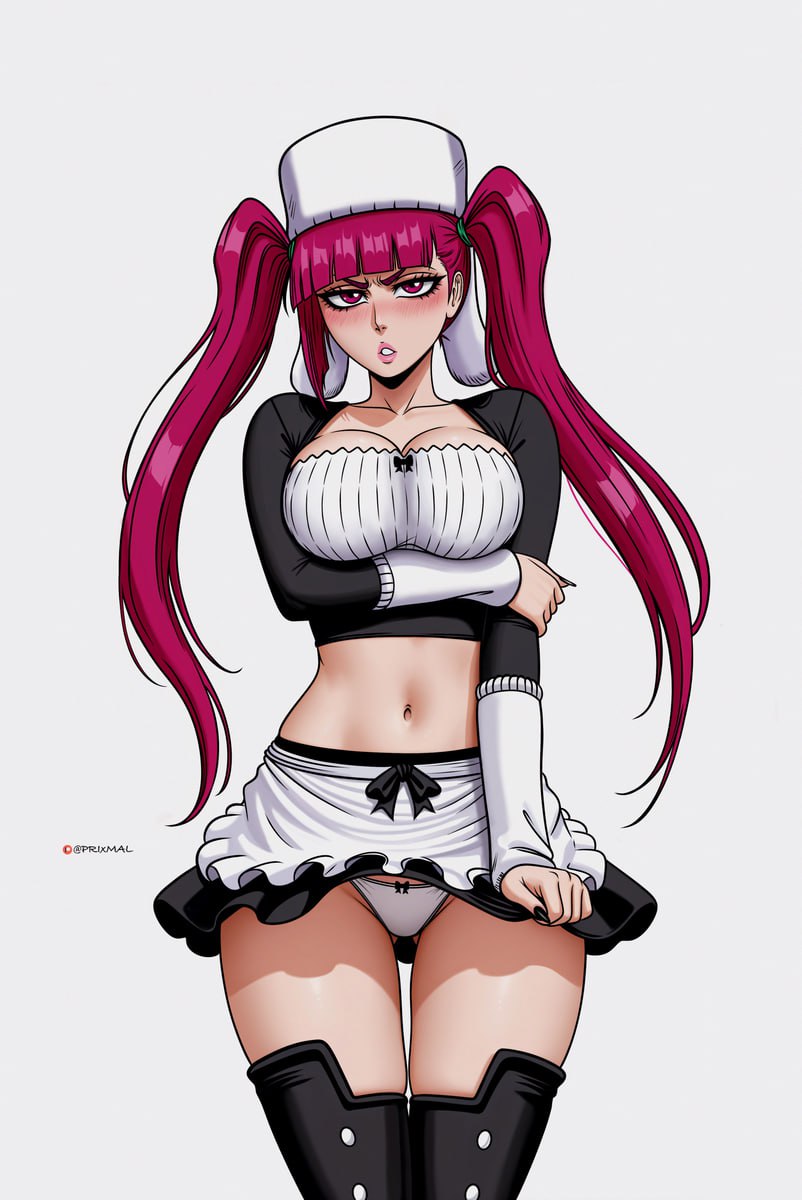 Hot Anime Maid Girl with Pink Hair Pigtails Hot anime girl in maid costume showing her luscious curves.