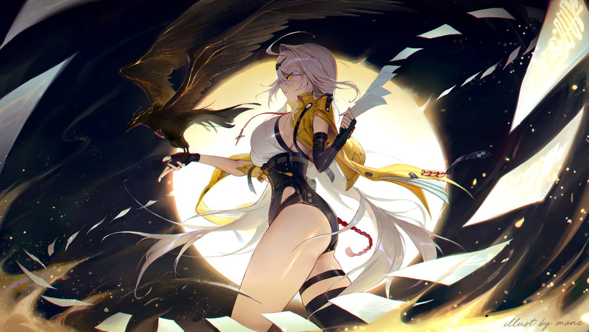 Mysterious Anime Girl with Eagle Mysterious anime girl with her eagle on a dark background