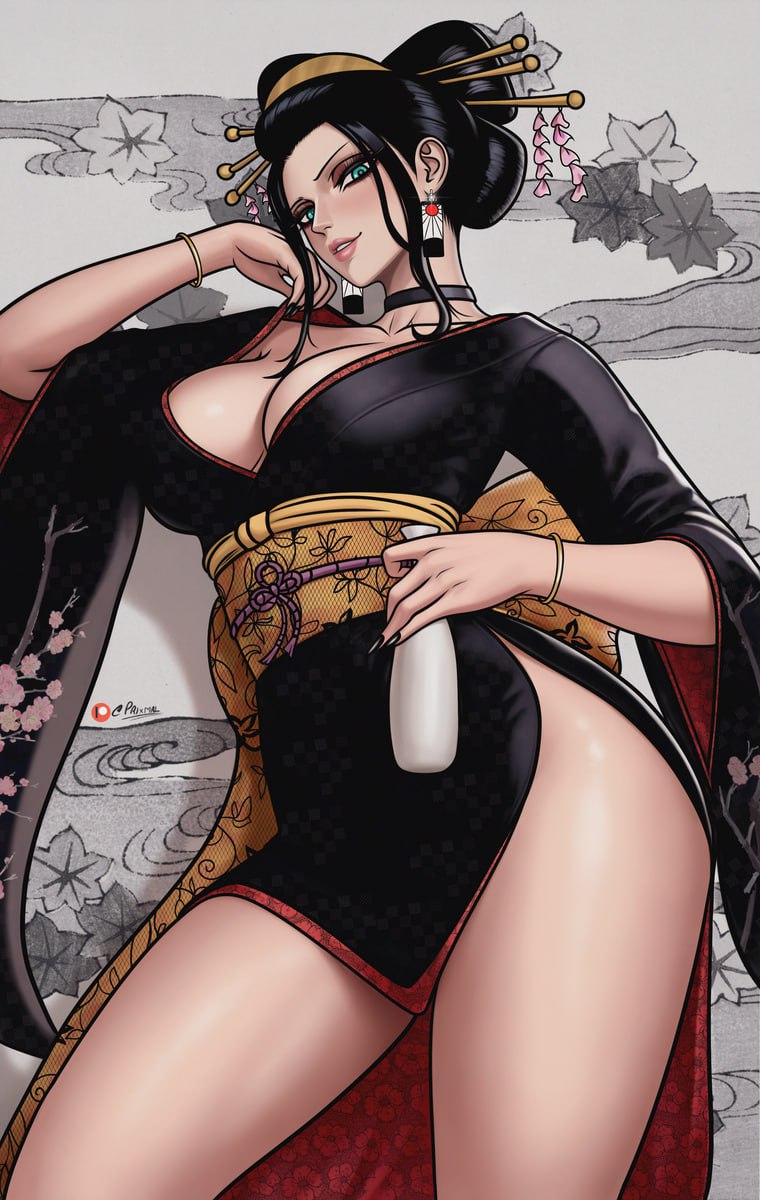 Nico Robin Kimono Cleavage and Thighs Seductive Nico Robin in a revealing traditional Japanese kimono showing off her juicy thighs and cleavage, posing for your pleasure.