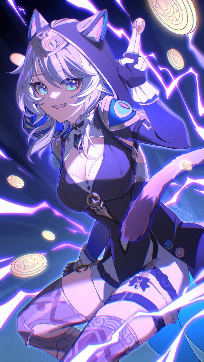 Sexy Neko Girl: Cute and Busty Anime Babe Sexy Neko Girl Teasing with Her Big Boobs and Thighs